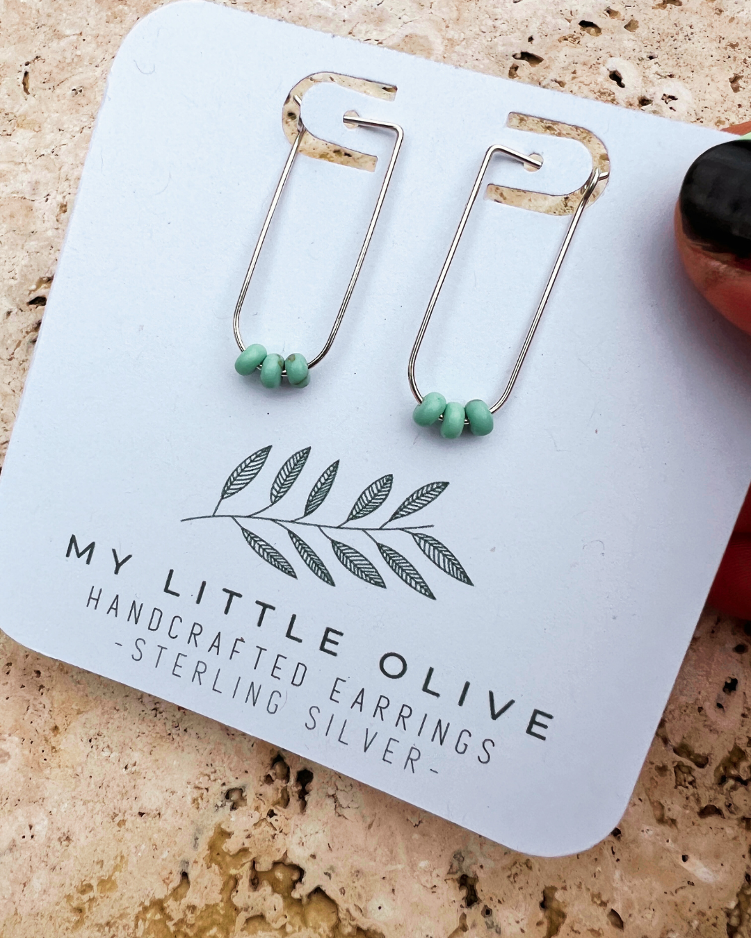 Oval Hoops in Sterling Silver + Howlite