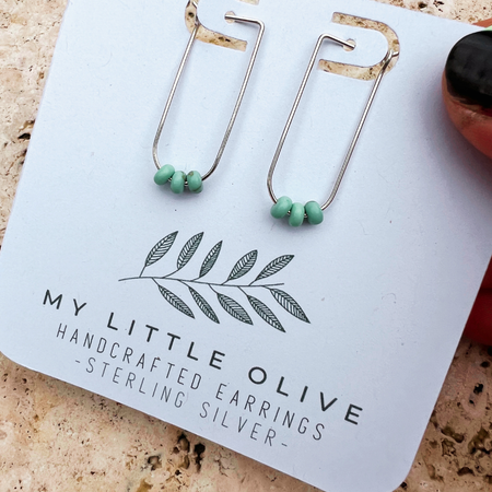 Oval Hoops in Sterling Silver + Howlite