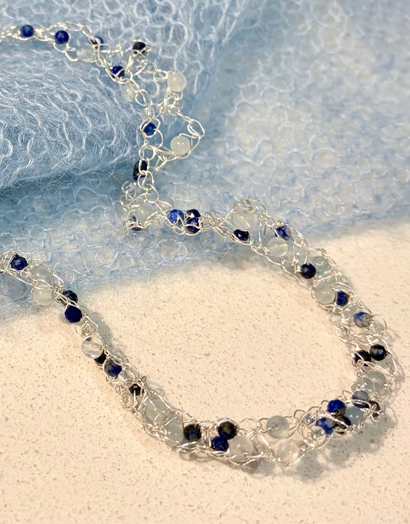 Aquamarine and Lapis Lazuli “Sea Wave” Necklace