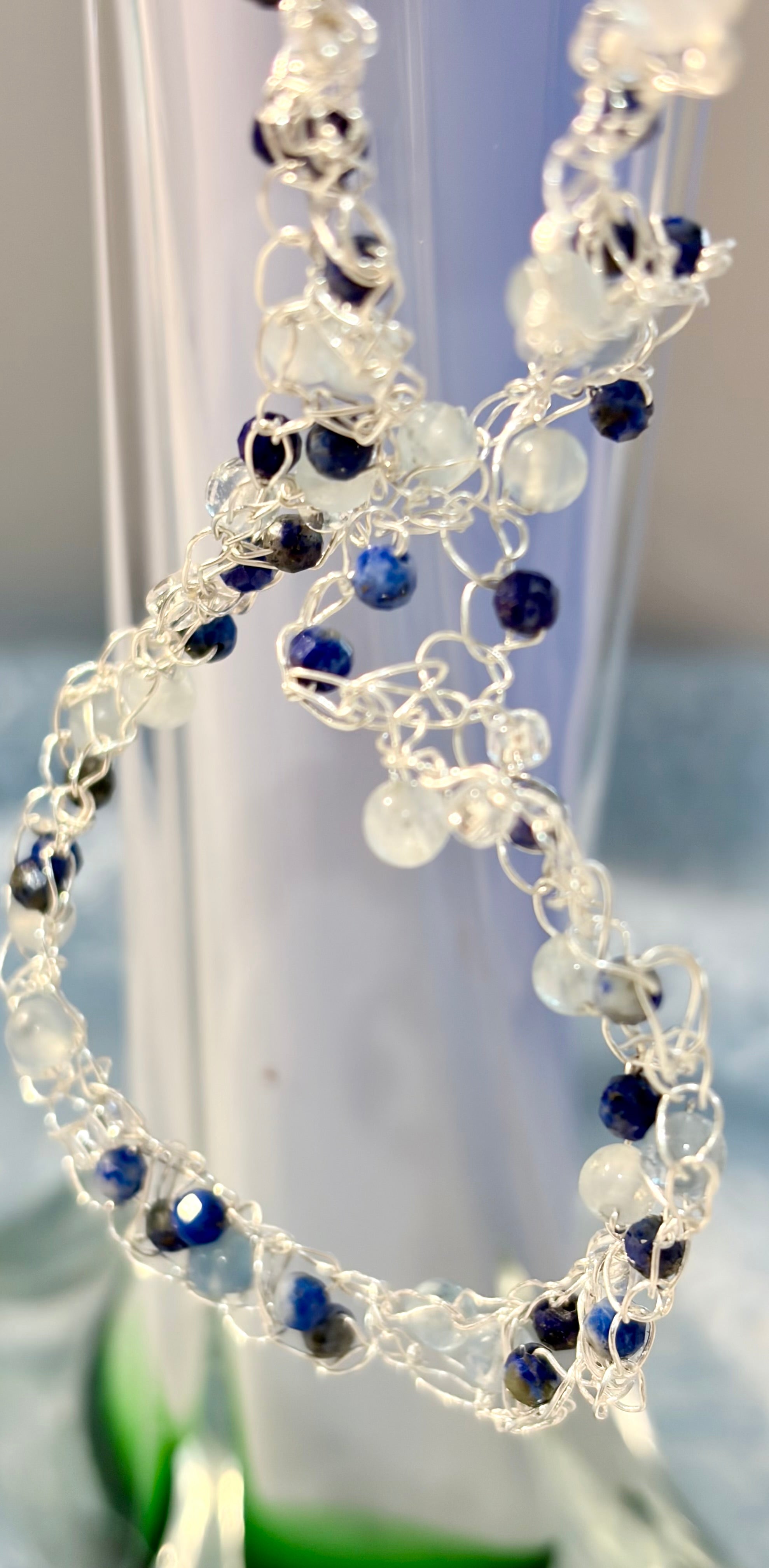 Aquamarine and Lapis Lazuli “Sea Wave” Necklace