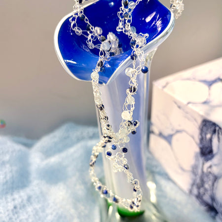 Aquamarine and Lapis Lazuli “Sea Wave” Necklace