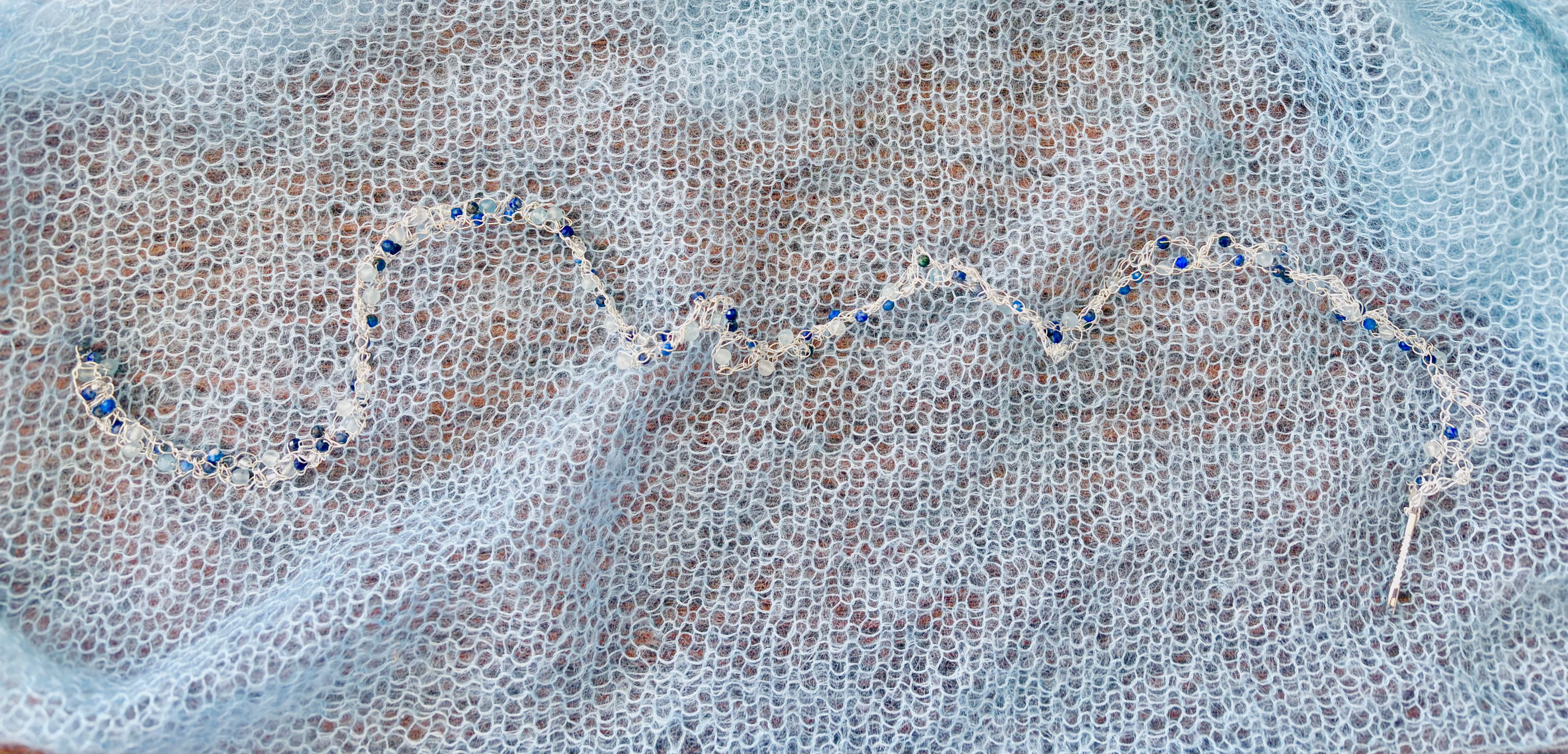 Aquamarine and Lapis Lazuli “Sea Wave” Necklace