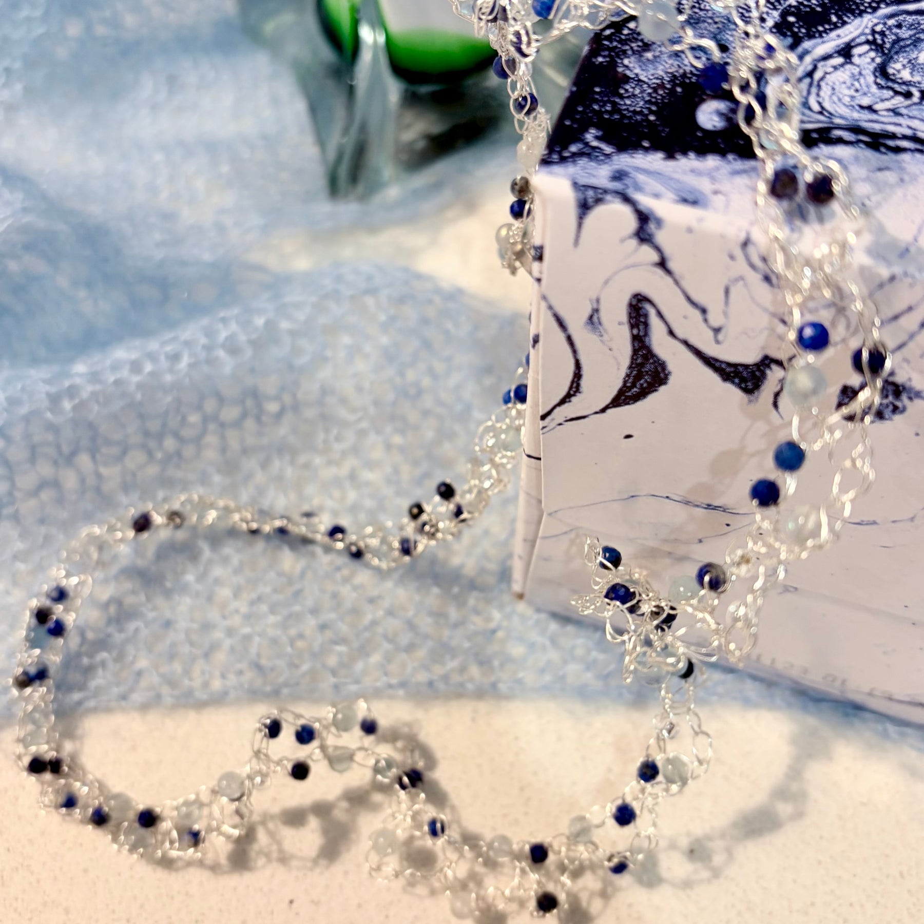 Aquamarine and Lapis Lazuli “Sea Wave” Necklace