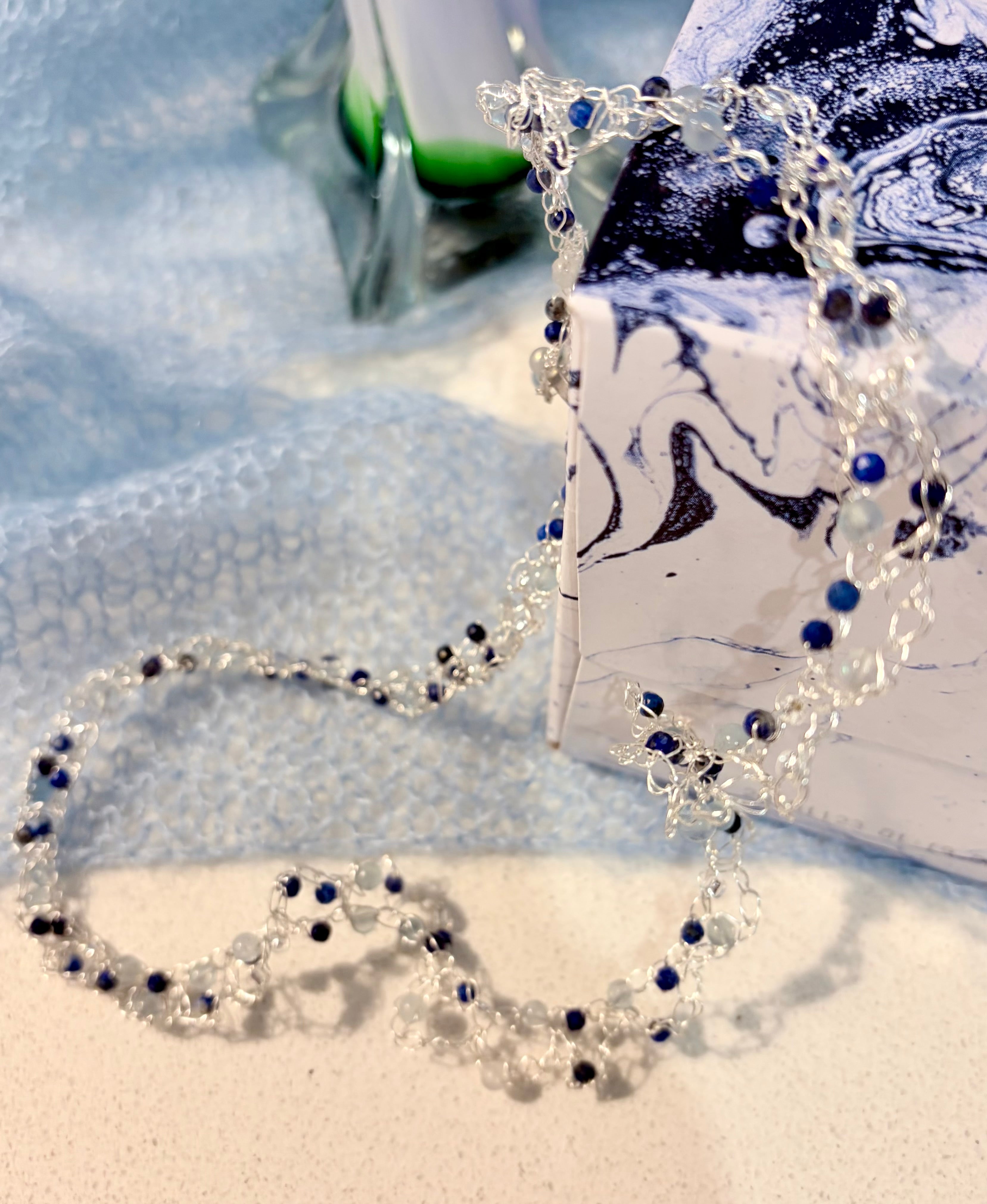 Aquamarine and Lapis Lazuli “Sea Wave” Necklace