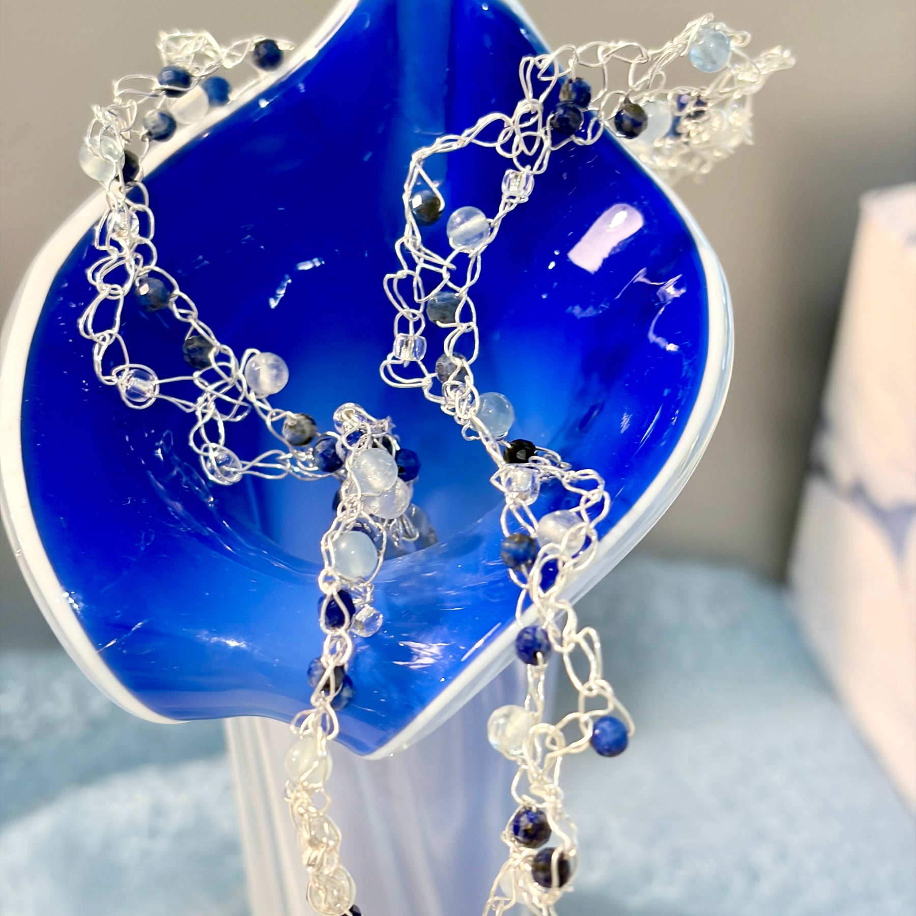 Aquamarine and Lapis Lazuli “Sea Wave” Necklace