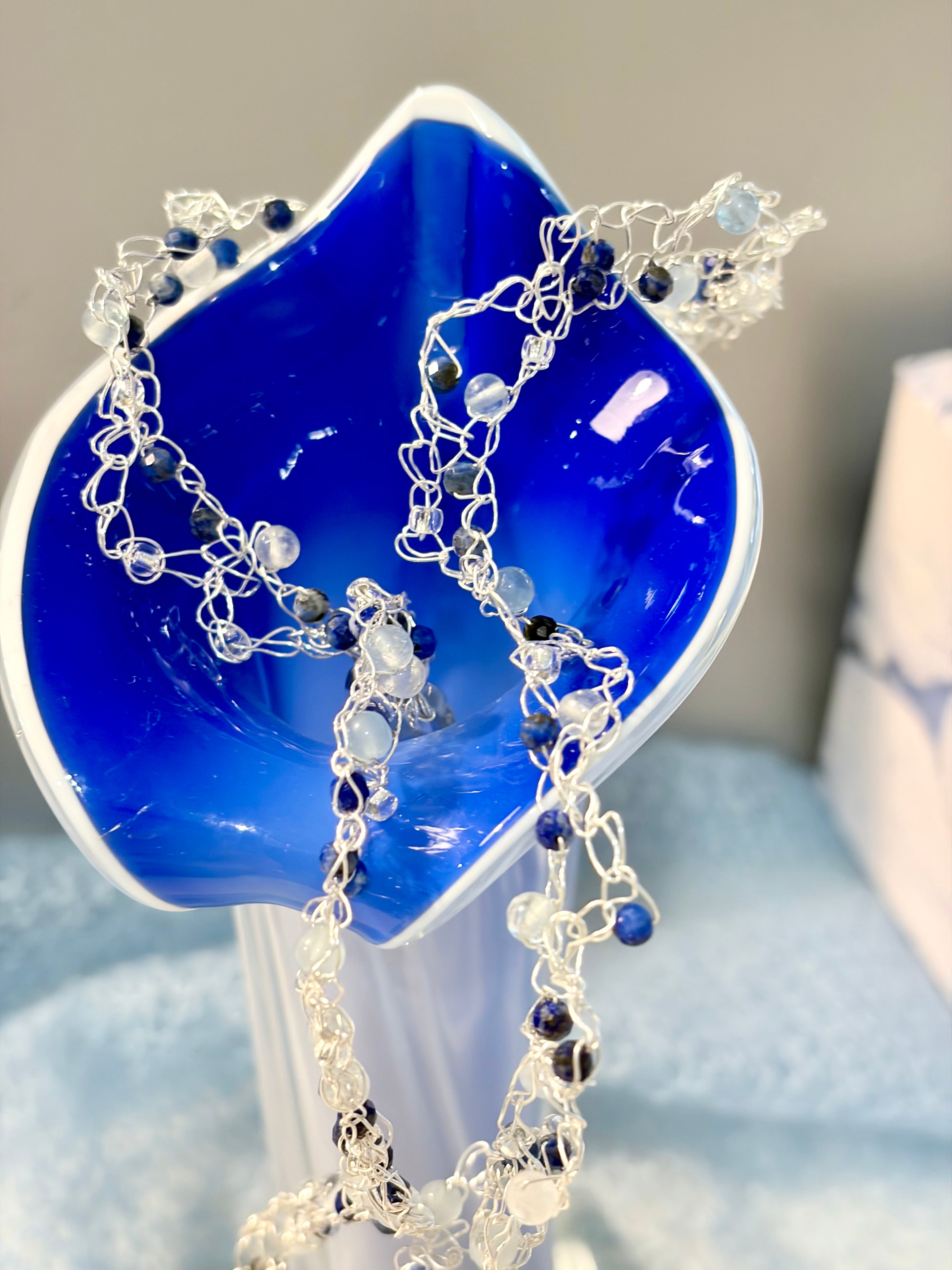 Aquamarine and Lapis Lazuli “Sea Wave” Necklace