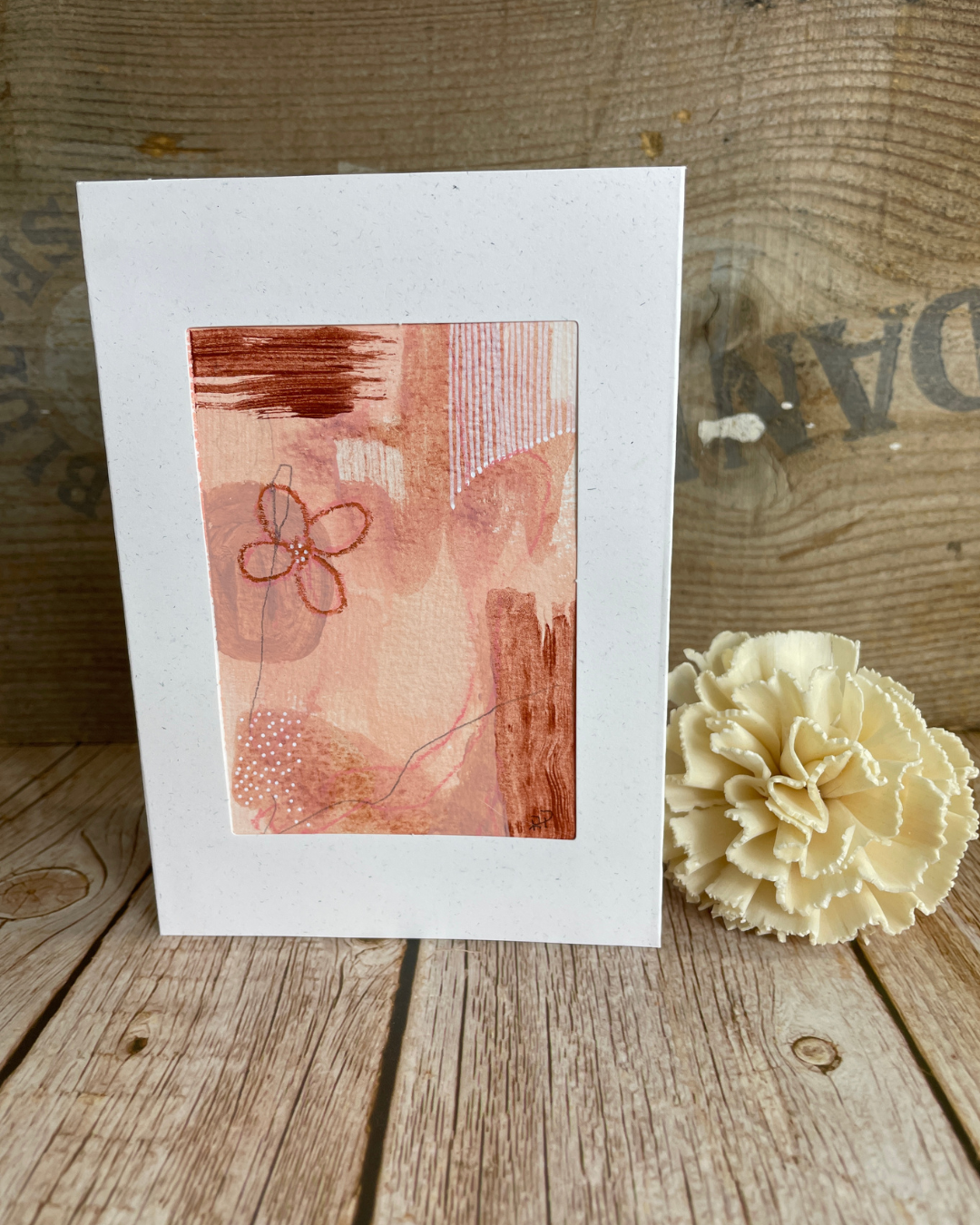 Original Mixed Media Greeting Cards I Peach Abstract Collection