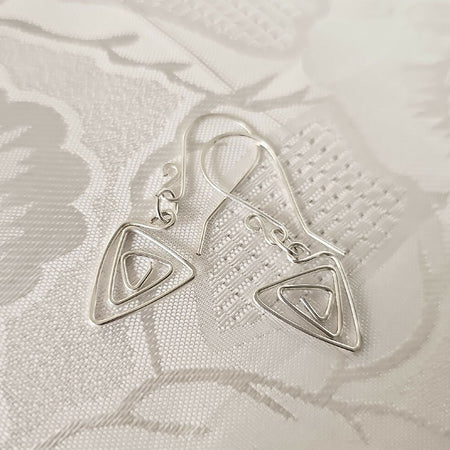 Silver Handmade Wirework Triangle Earrings