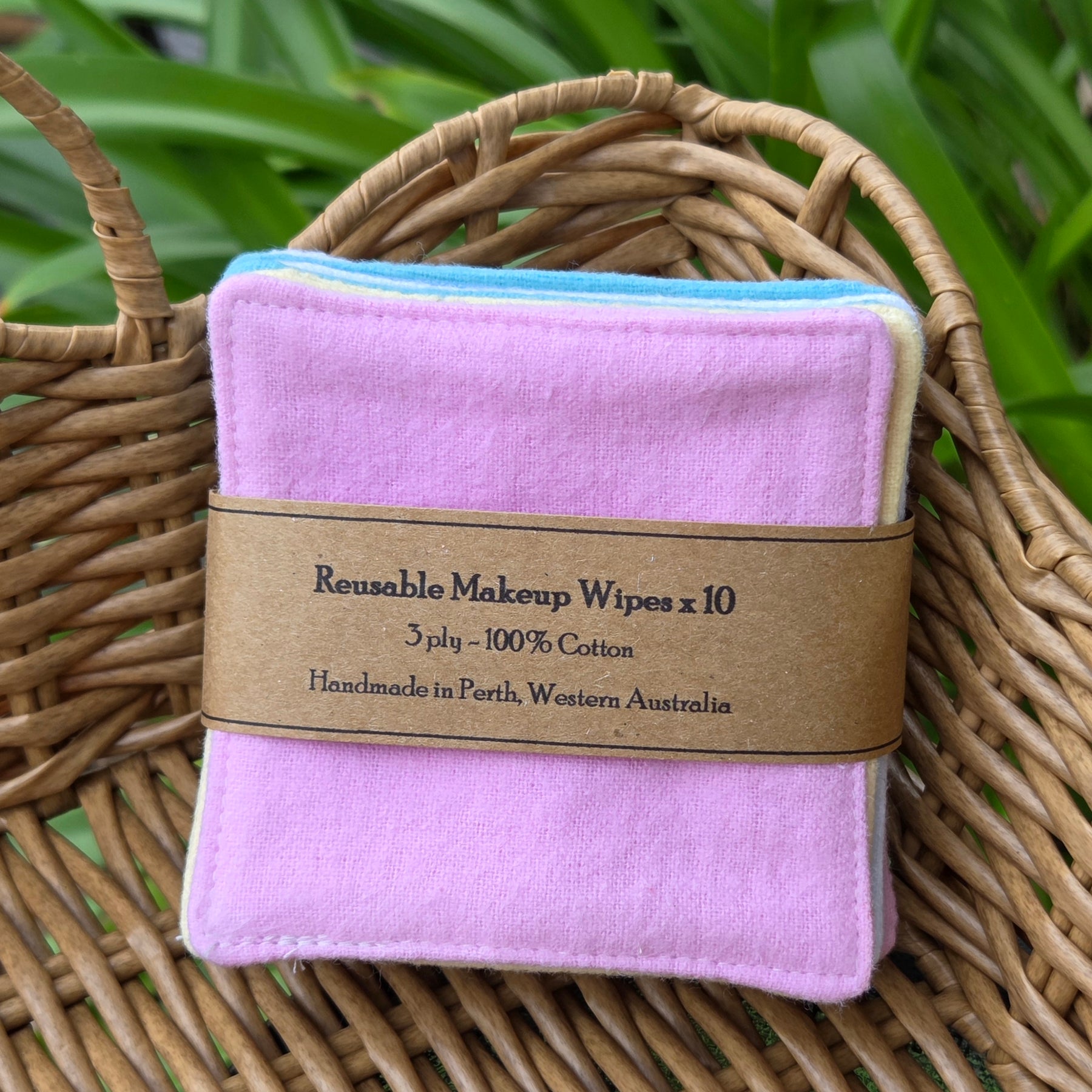 Reusable Makeup Wipes, packs of 10, plain colours