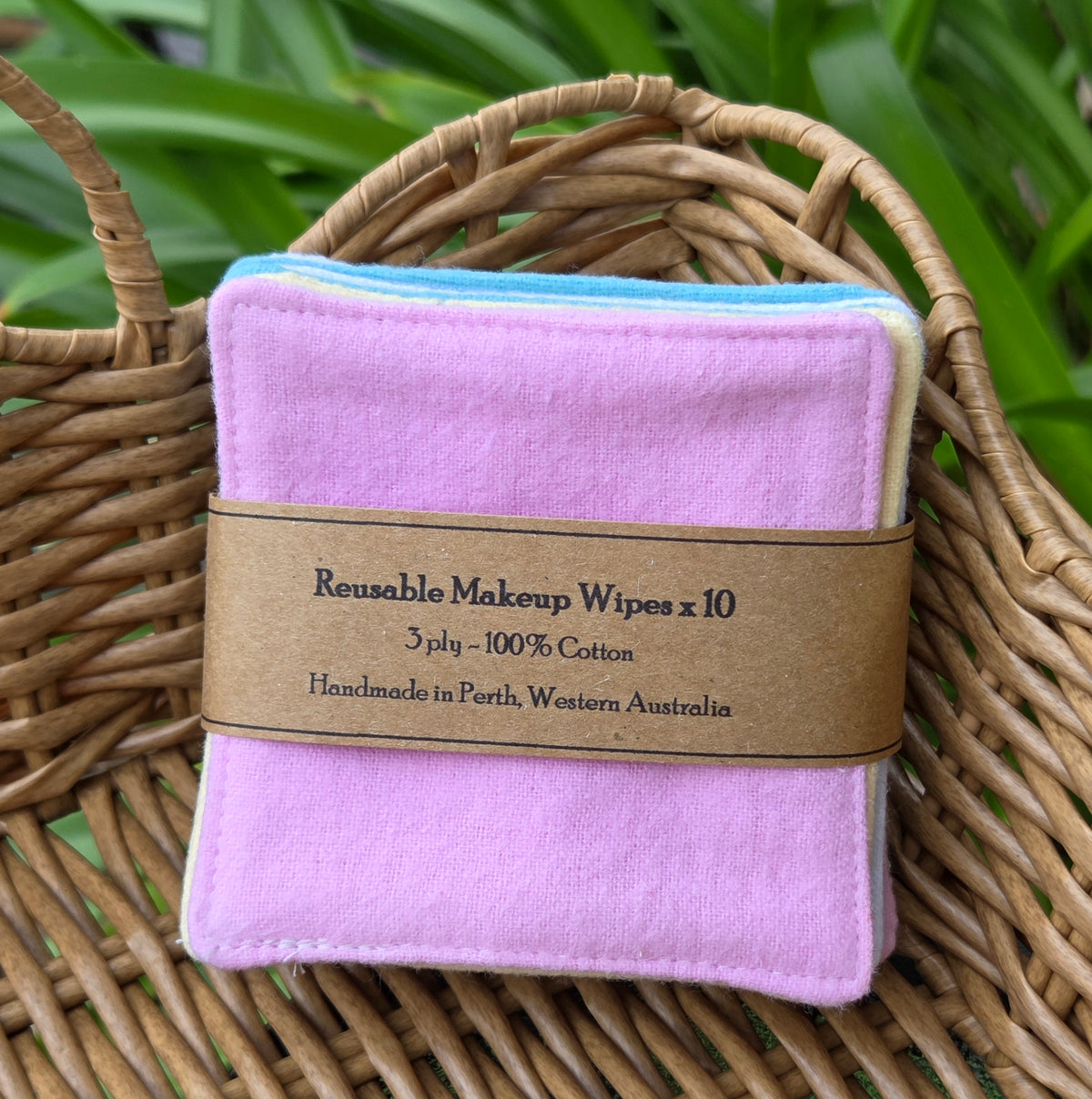 Reusable Makeup Wipes, packs of 10, plain colours