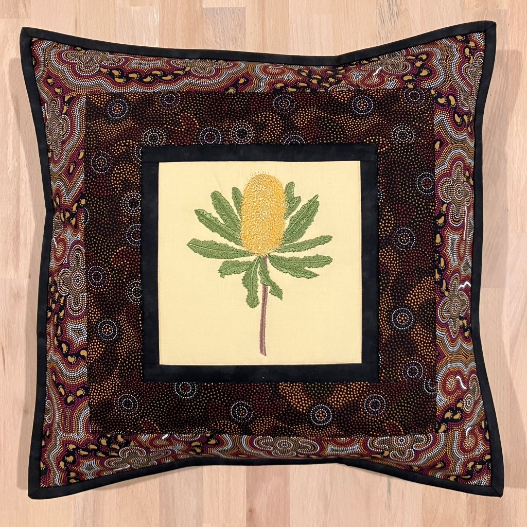 handmade Australian native quilted - banksia (yellow)