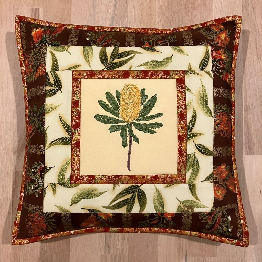 handmade Australian native quilted - banksia (yellow)