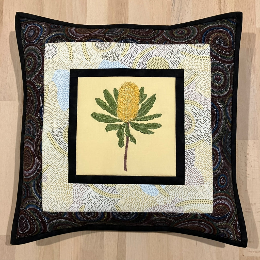 handmade Australian native quilted - banksia (yellow)