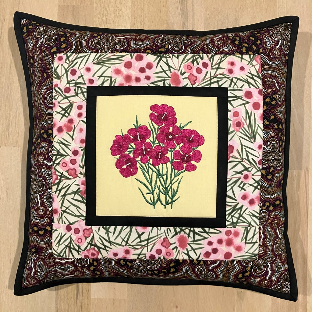 handmade Australian native quilted - geraldton wax (deep pink)