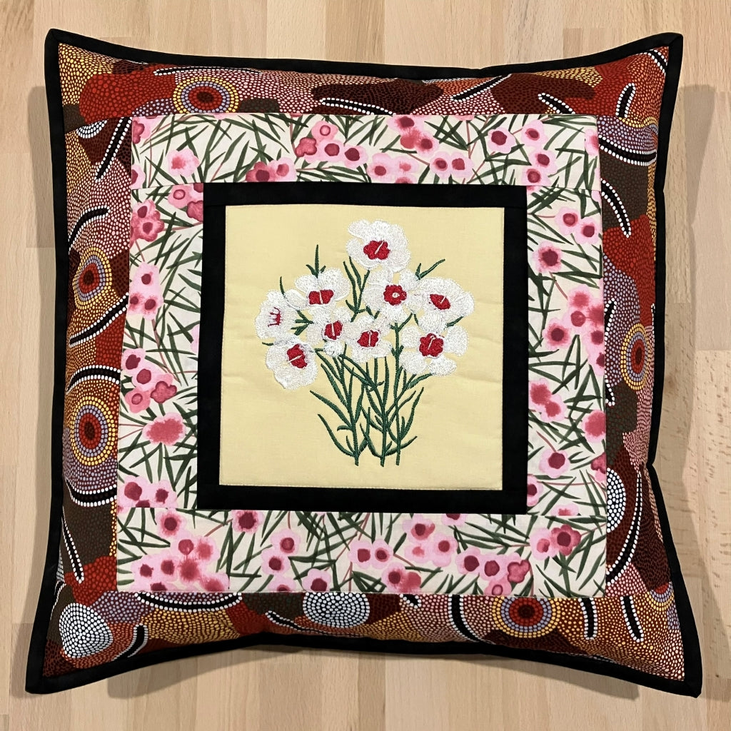 handmade Australian native quilted - geraldton wax (white)