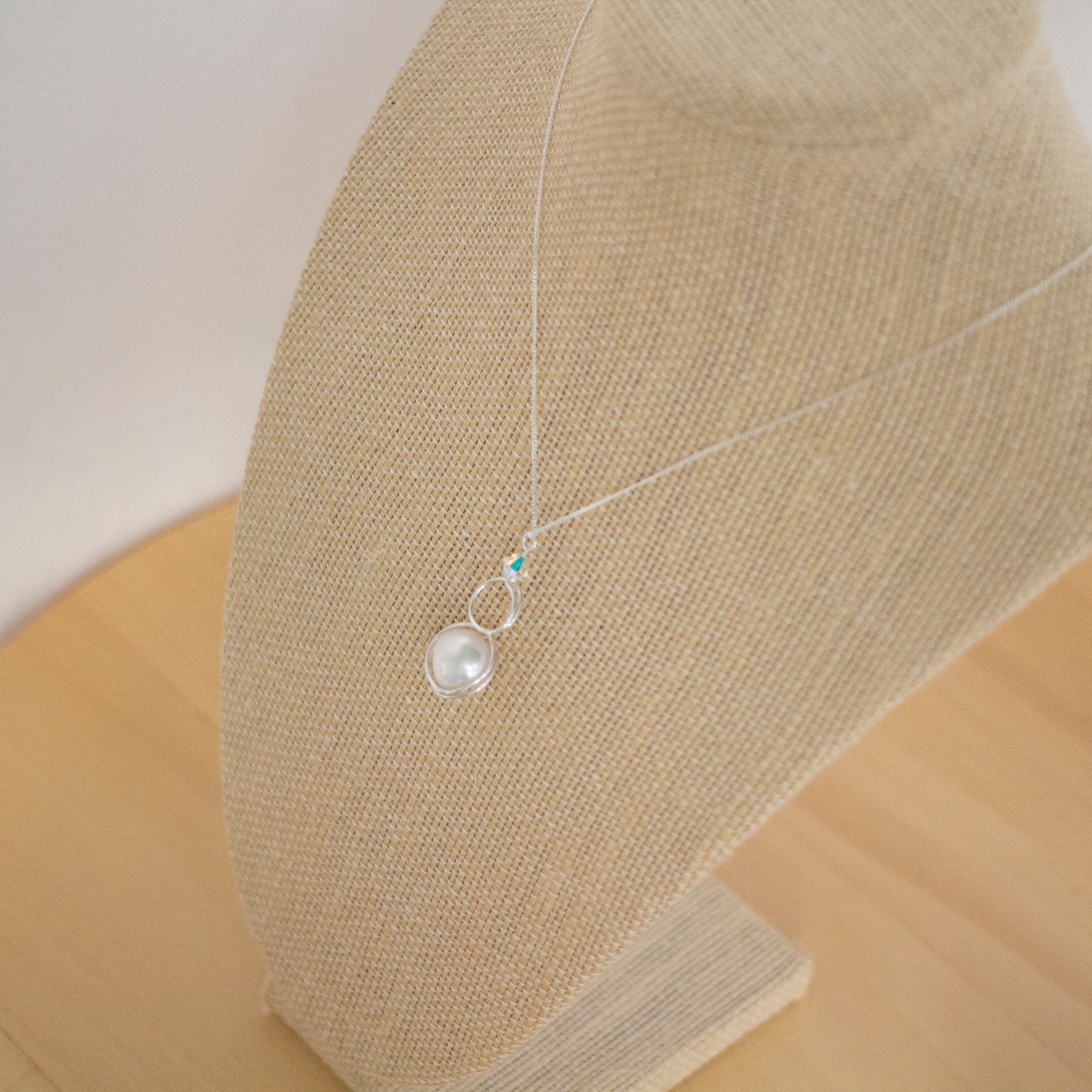 Sterling Silver Baroque Pearl and Crystal Loop Pendant Necklace | Jewellery Gift Idea