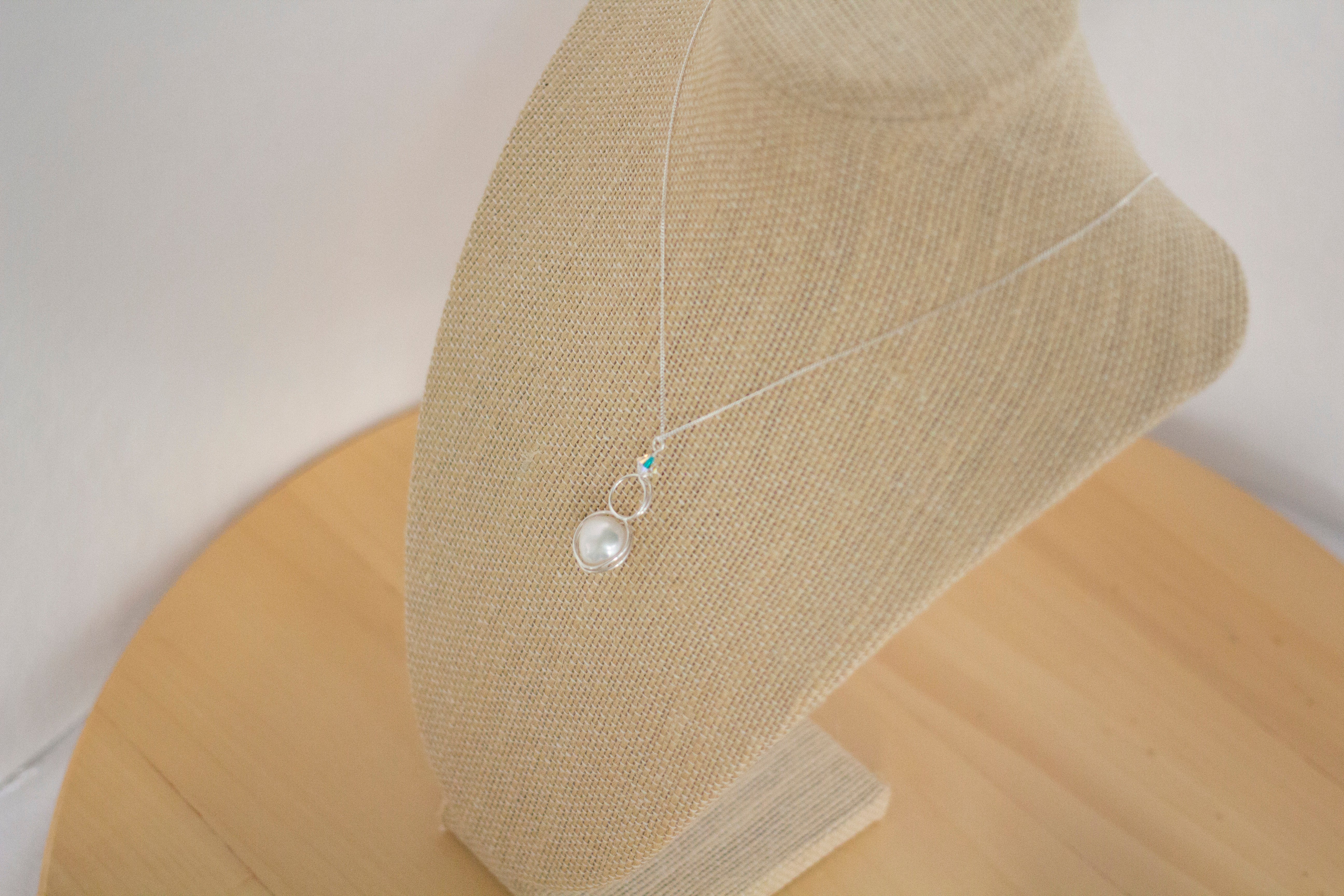 Sterling Silver Baroque Pearl and Crystal Loop Pendant Necklace | Jewellery Gift Idea