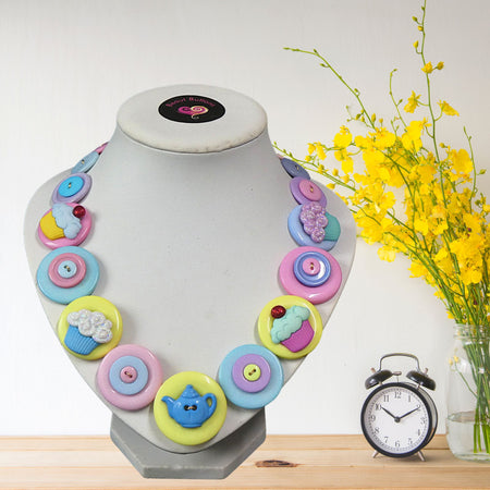 Colourful Button necklace - Tea Time