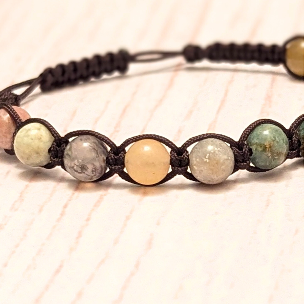 Womans mixed gemstone bracelet - Shamballa style - adjustable