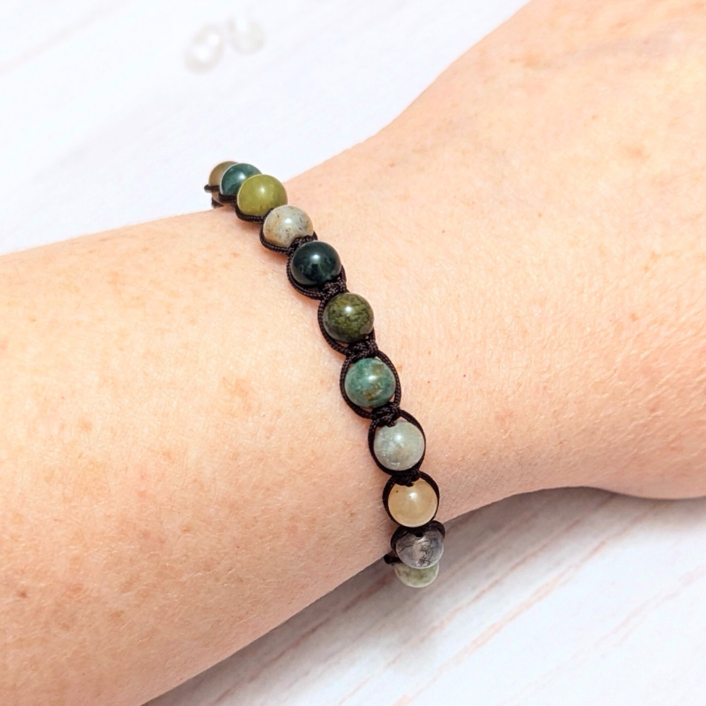 Womans mixed gemstone bracelet - Shamballa style - adjustable