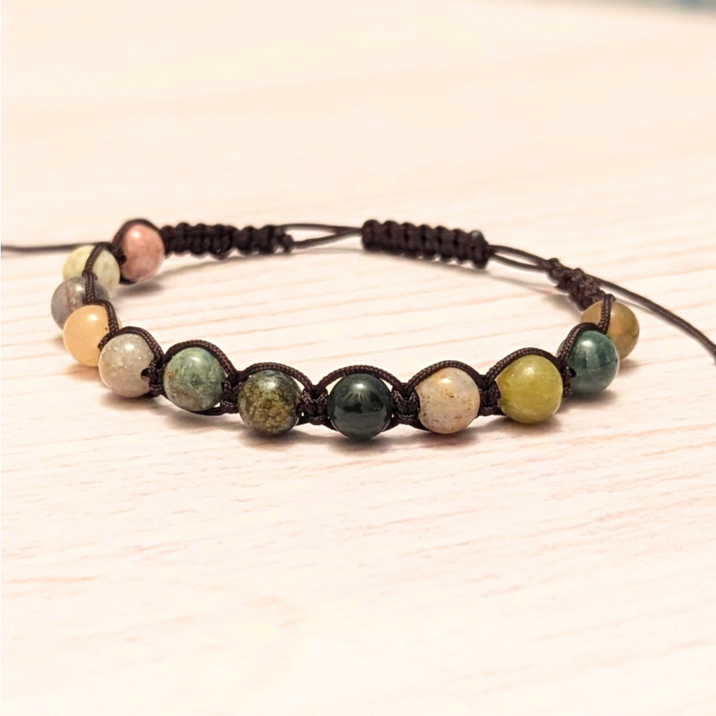 Womans mixed gemstone bracelet - Shamballa style - adjustable