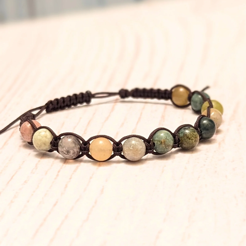 Womans mixed gemstone bracelet - Shamballa style - adjustable