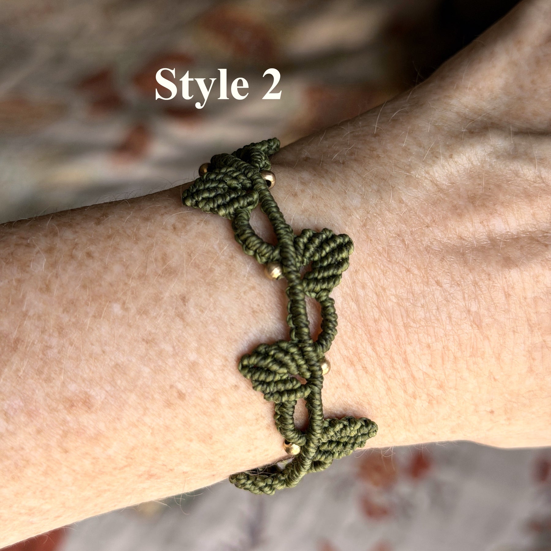 Macrame Vine Leaf Bracelet - earthy forest fae collection