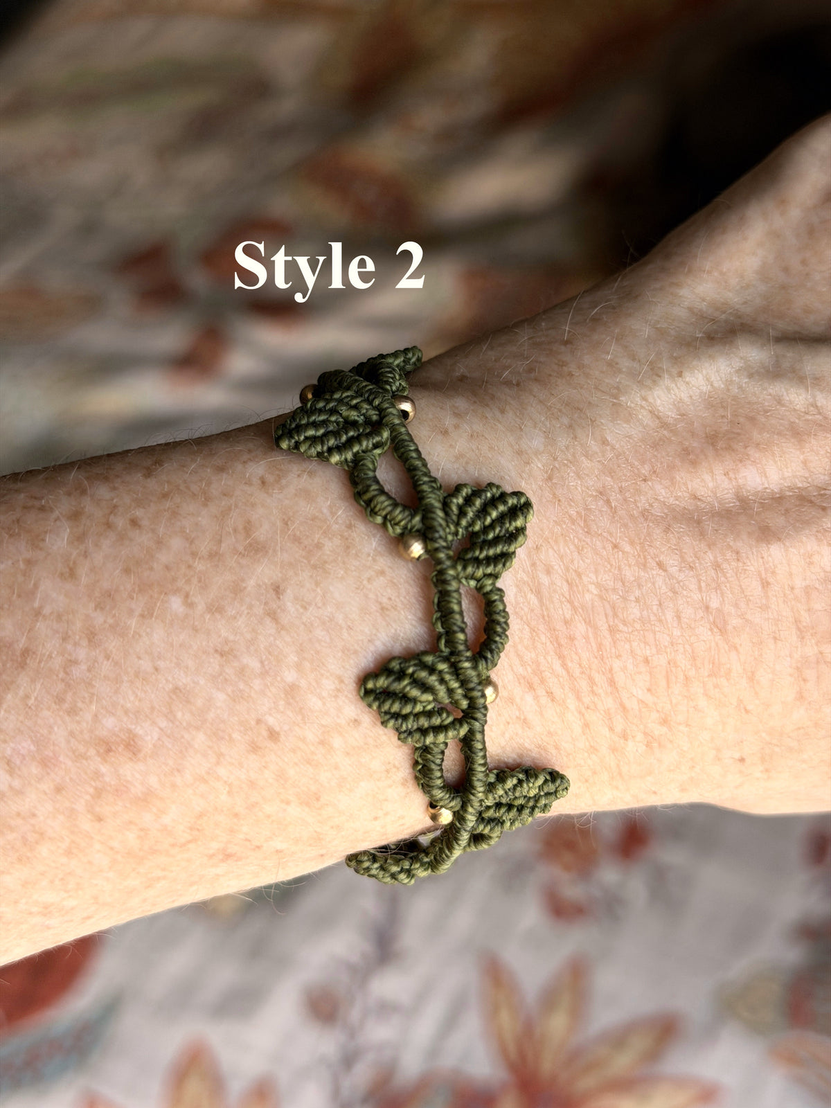 Macrame Vine Leaf Bracelet - earthy forest fae collection