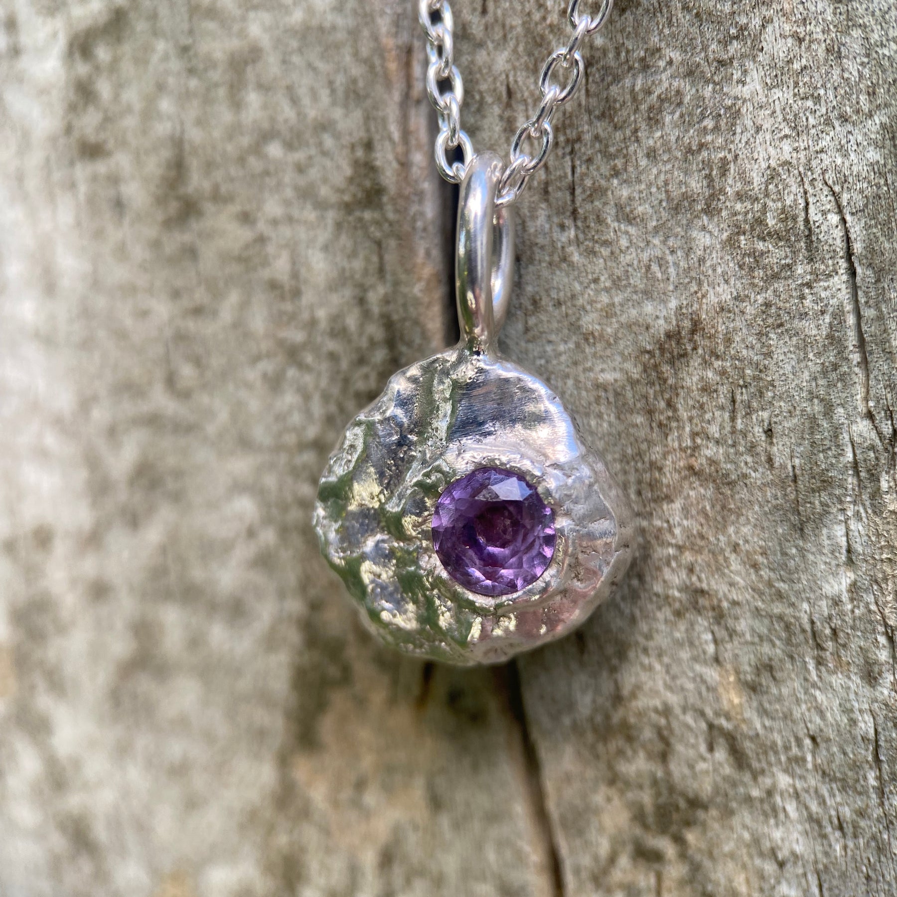 Alexandrite & Sterling Silver Pebble Pendant