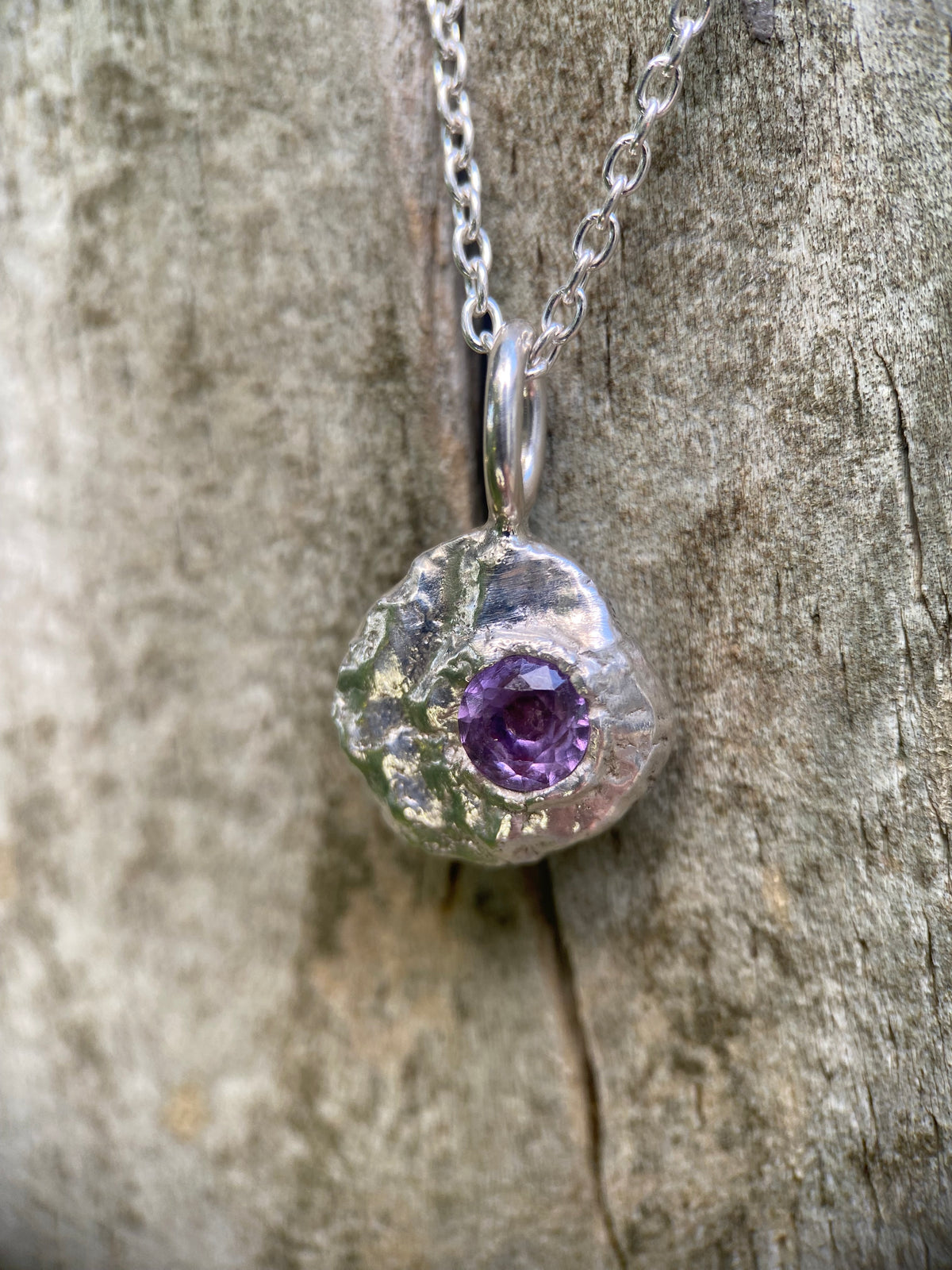 Alexandrite & Sterling Silver Pebble Pendant
