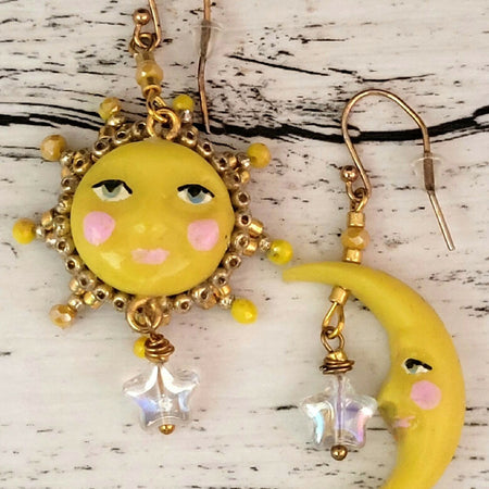 Vintage-Inspired Sun and Moon Earrings