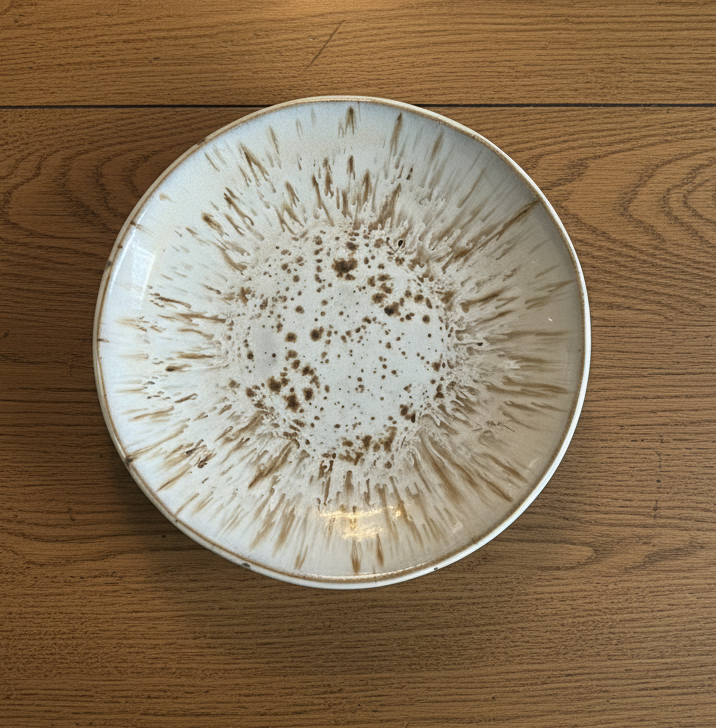 Handmade speckled beige ceramic plate