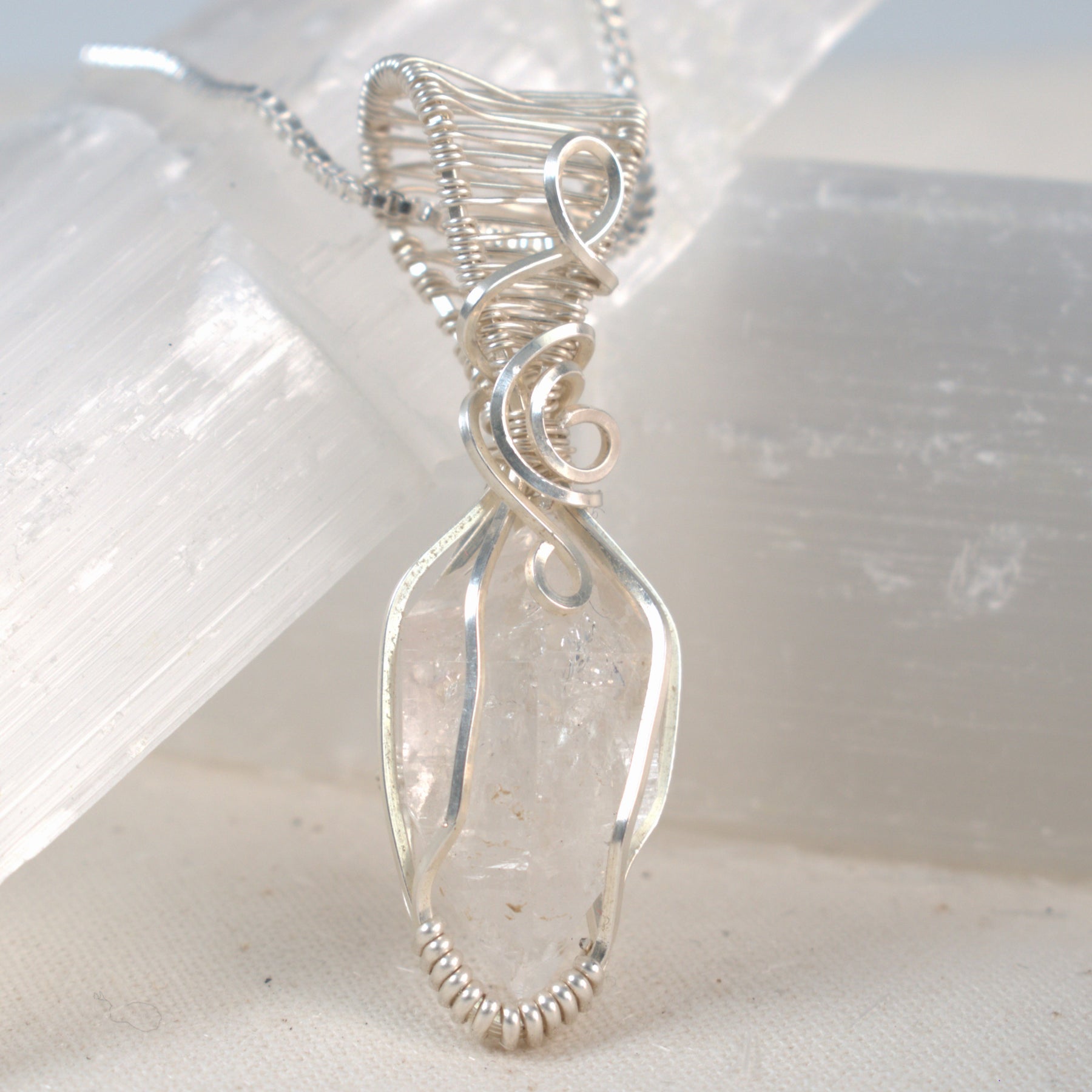 Lucent – Natural Herkimer Diamond Wire Wrapped Pendant