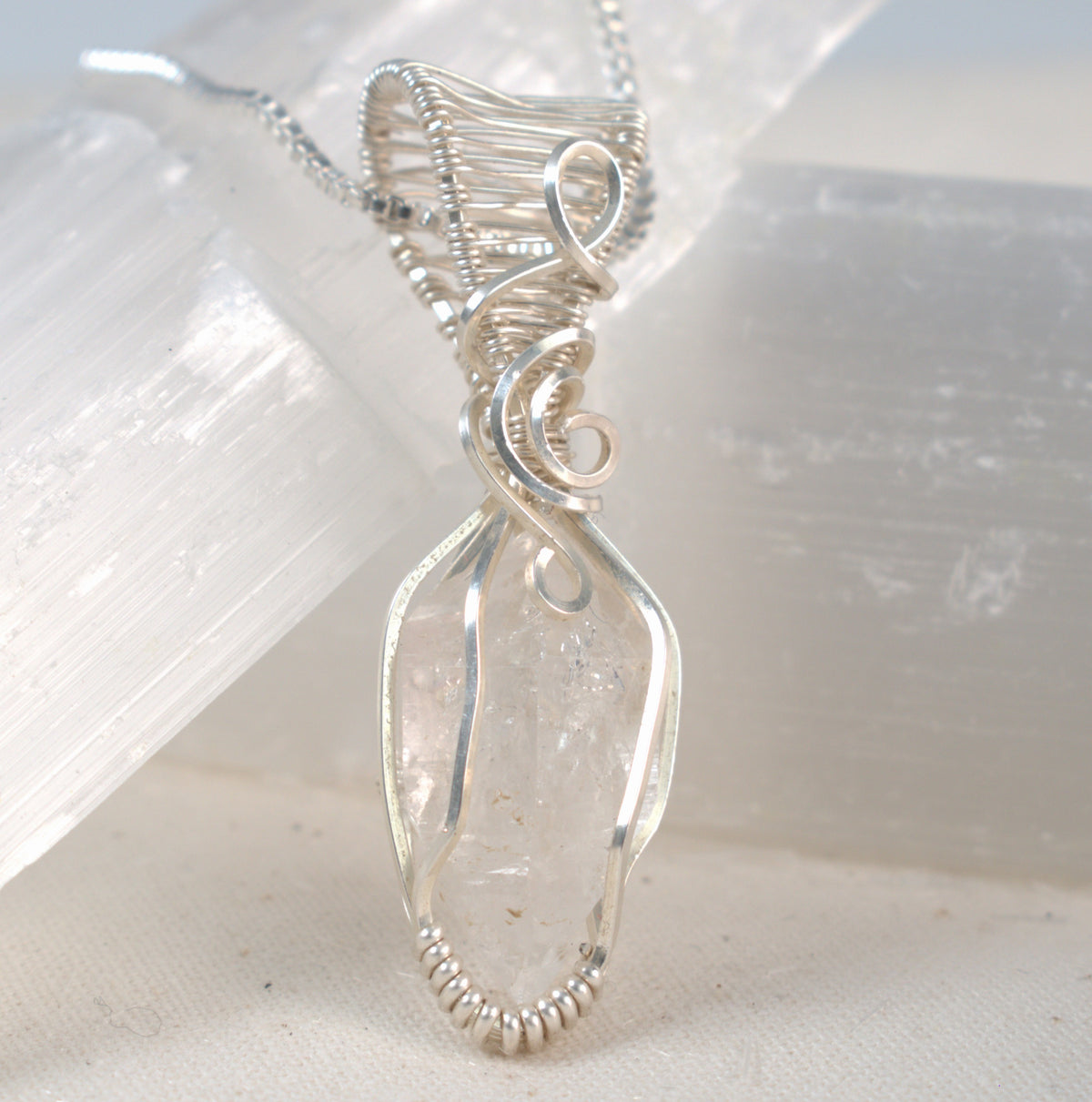 Lucent – Natural Herkimer Diamond Wire Wrapped Pendant