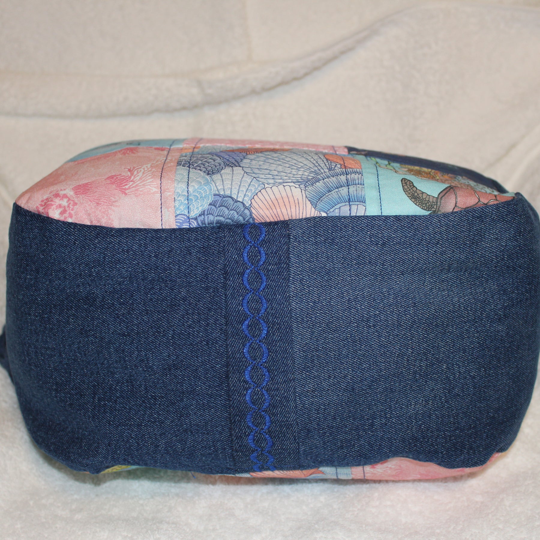 'UNDER THE SEA´ TOTE BAG - DARK BLUE DENIM - PLAITED HANDLES