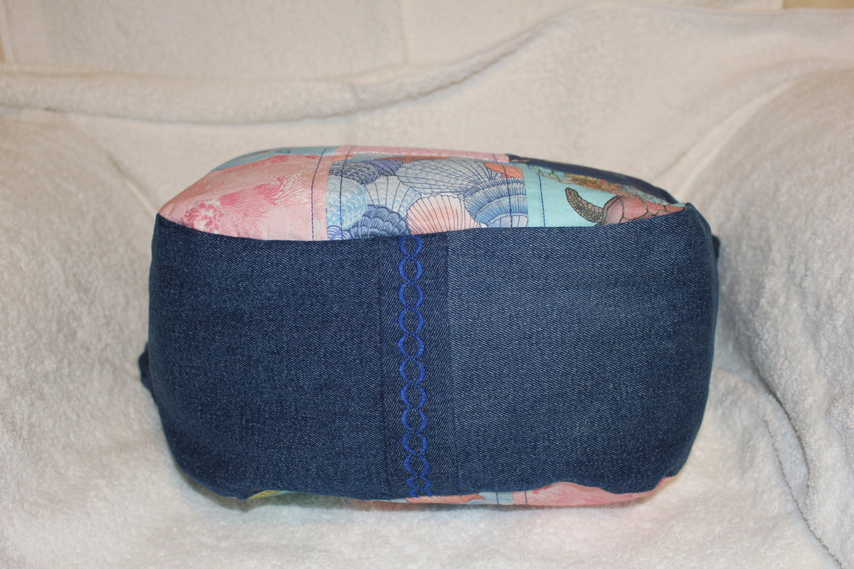 'UNDER THE SEA´ TOTE BAG - DARK BLUE DENIM - PLAITED HANDLES