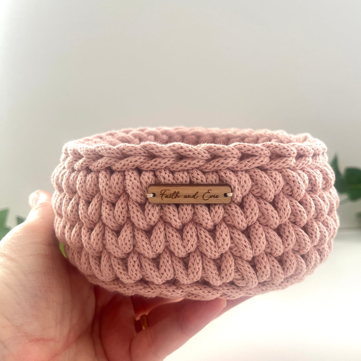Small Crochet Basket -  Pastel Pink