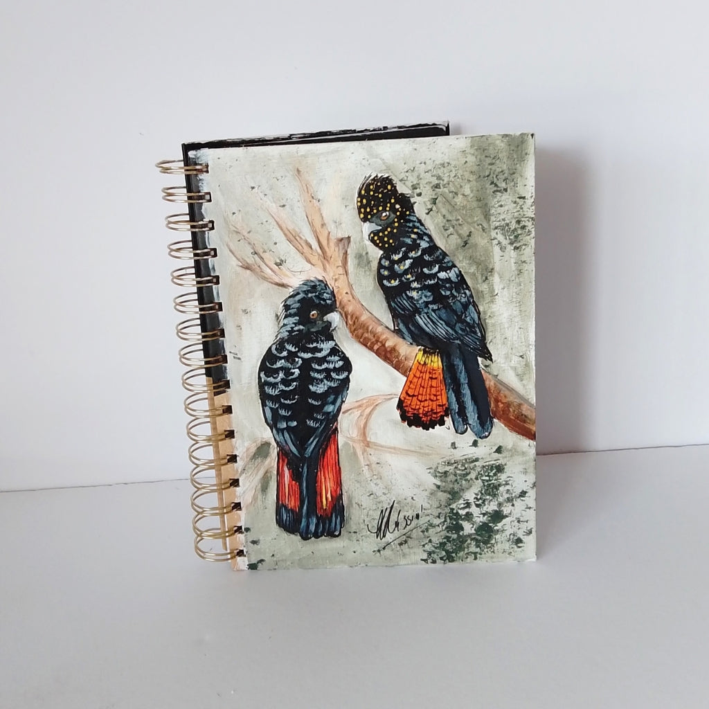 Black Cockatoo Handpainted Task Notebook/Journal A5