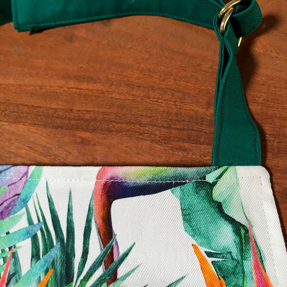 Handmade apron | adjustable straps  | long waist ties | pocket | birds of paradise