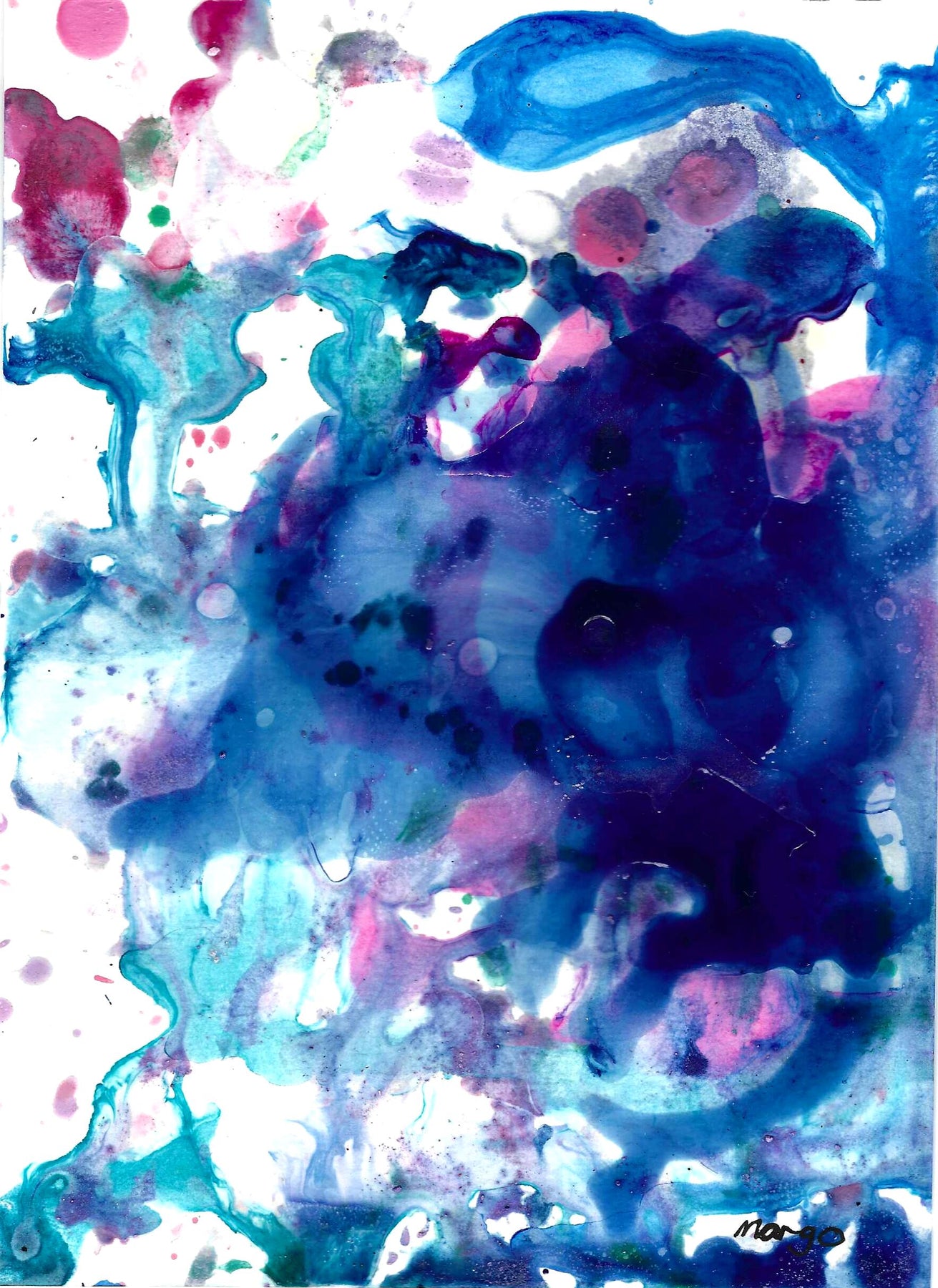 Water signals 3, A5 with white A4 frame picture mount, original painting