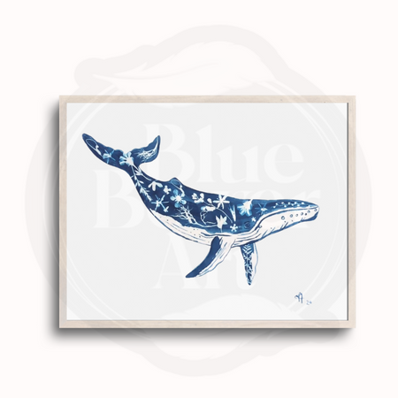 Original Humpback Whale Cyanotype Art - Anna