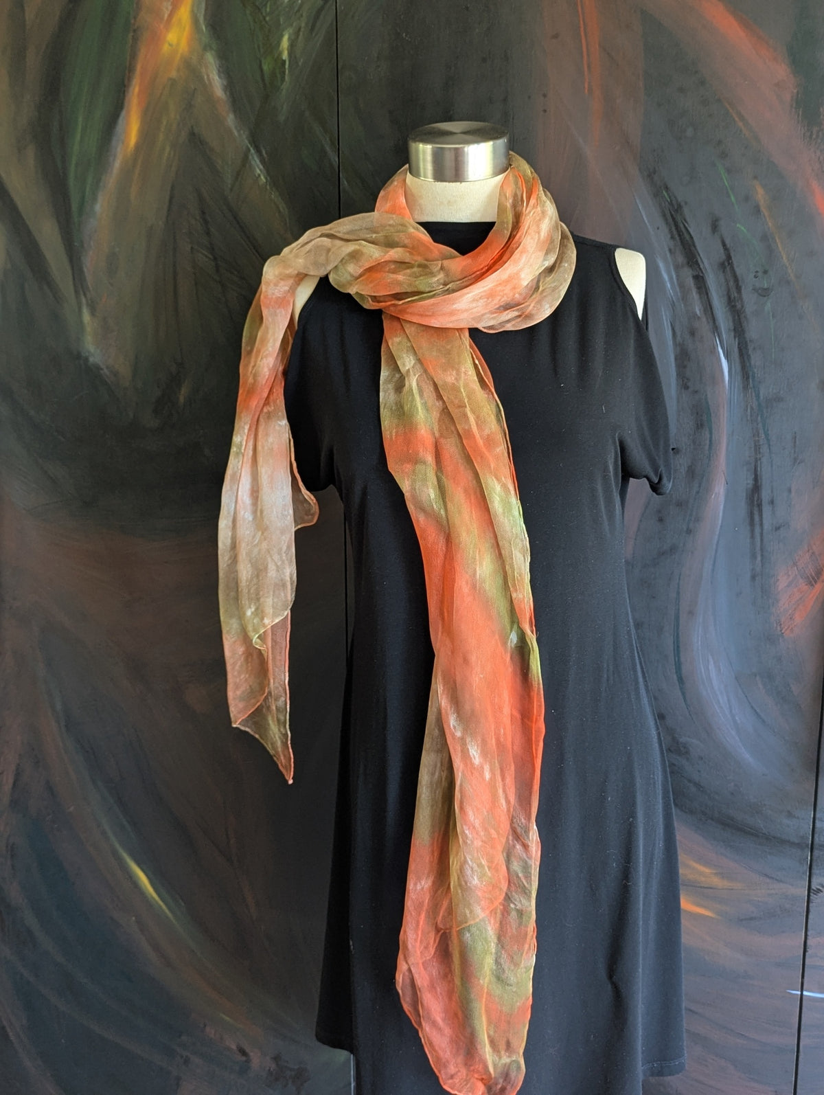 Silk Chiffon Scarf/Shawl-hand dyed-Graphite