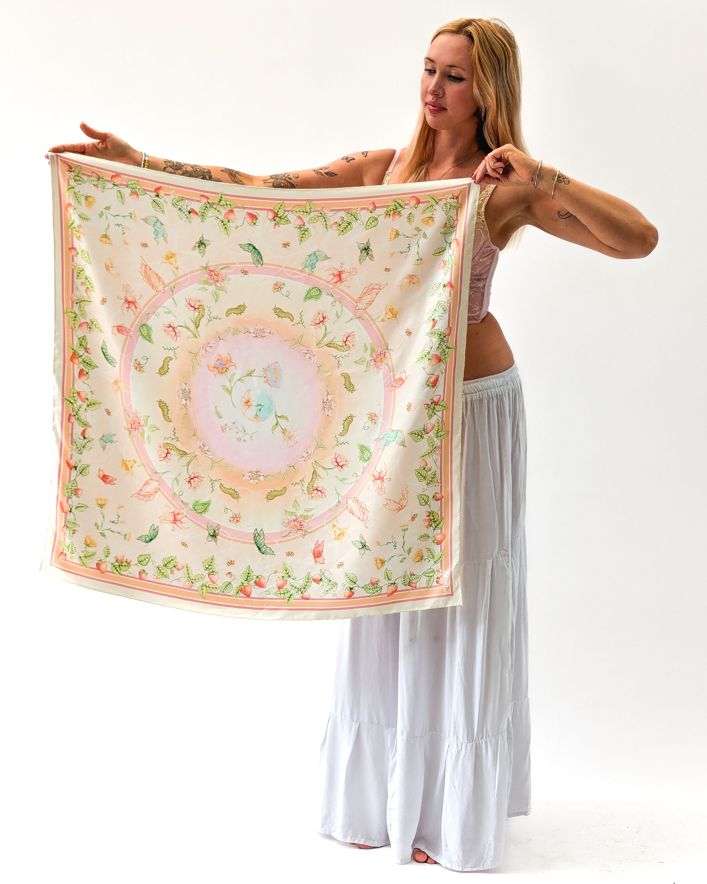 Monarch's Garden Silk Scarf