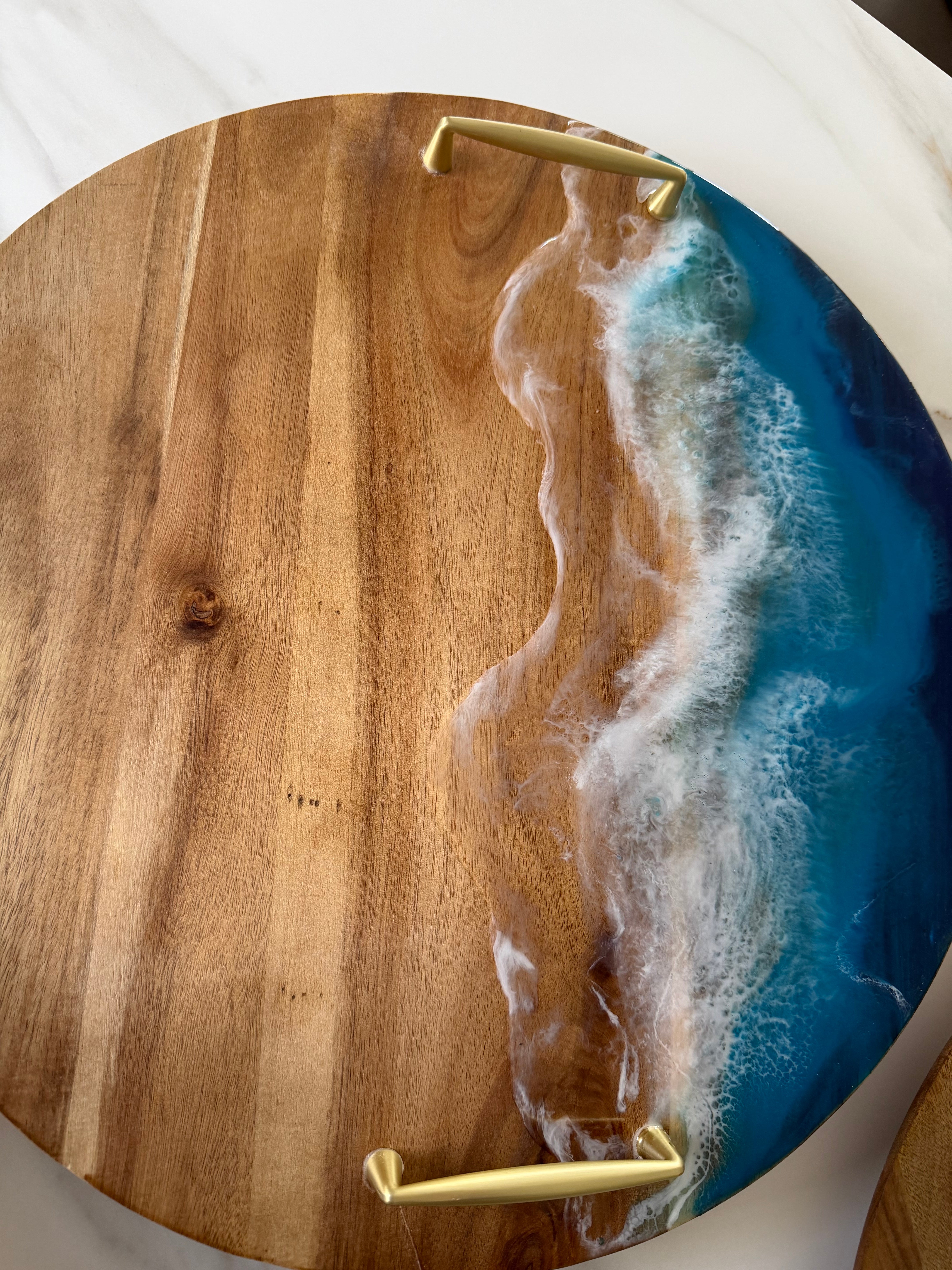Beach waves | Home decor | charcuterie board | lazy Susan | serving tray | ocean waves