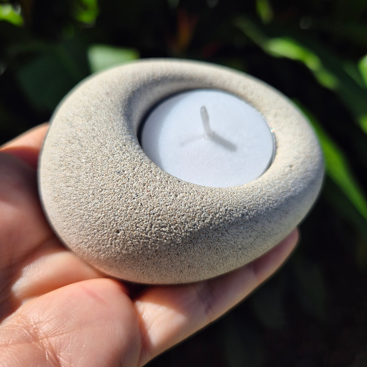 Eco-stone pebble shaped tealight candle holder