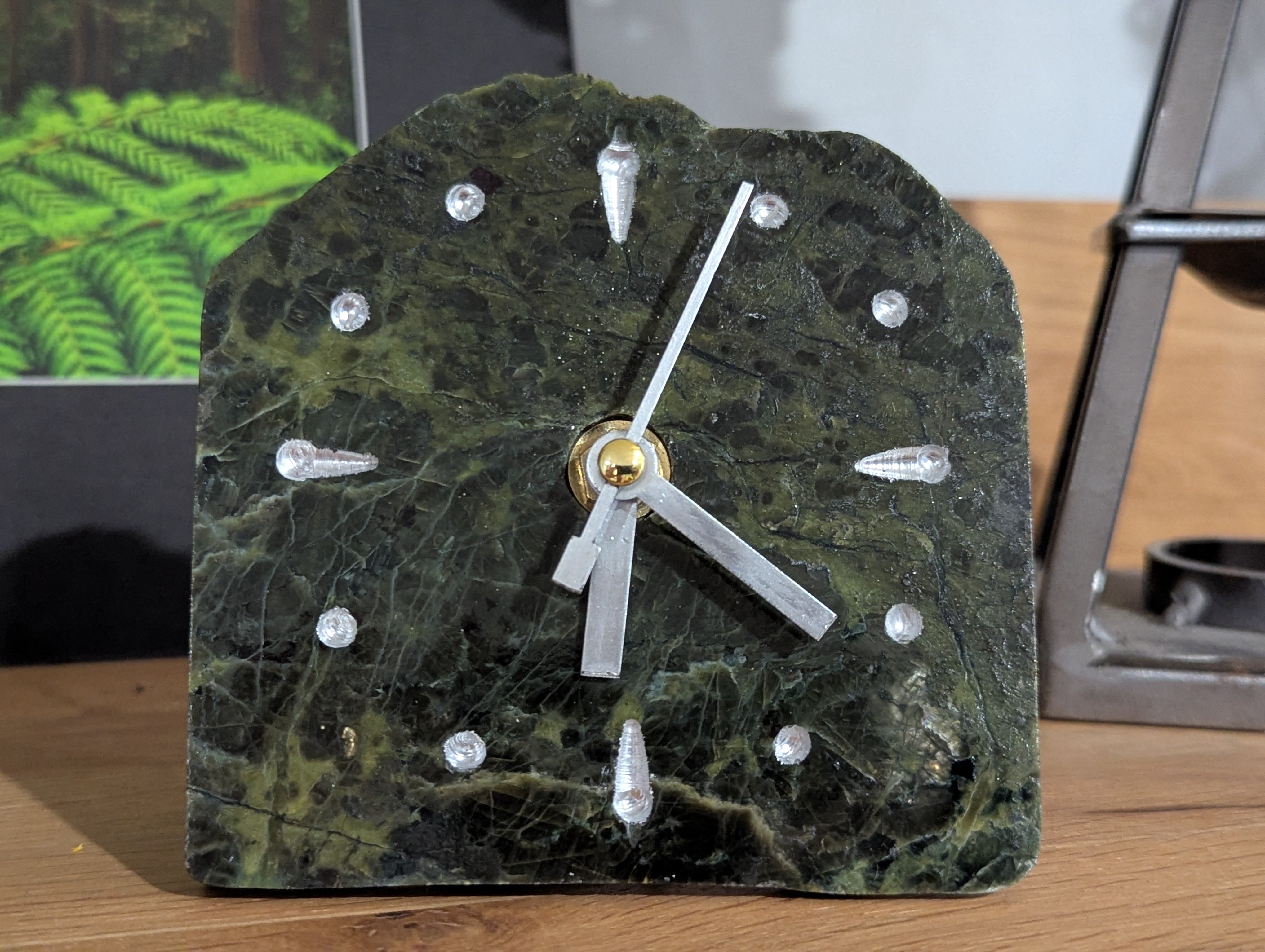 Polished Tasmanian Serpentine Slab Clock