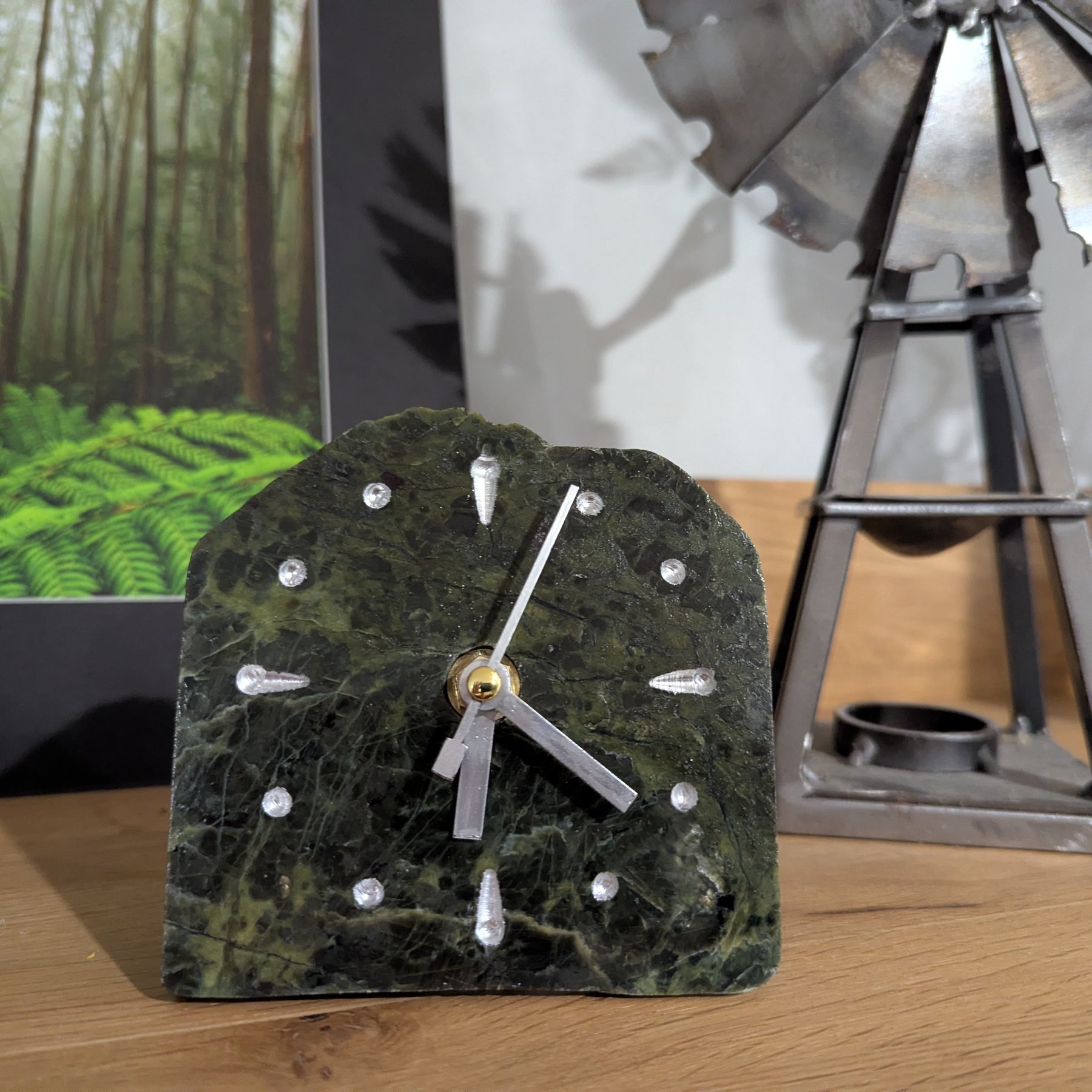 Polished Tasmanian Serpentine Slab Clock