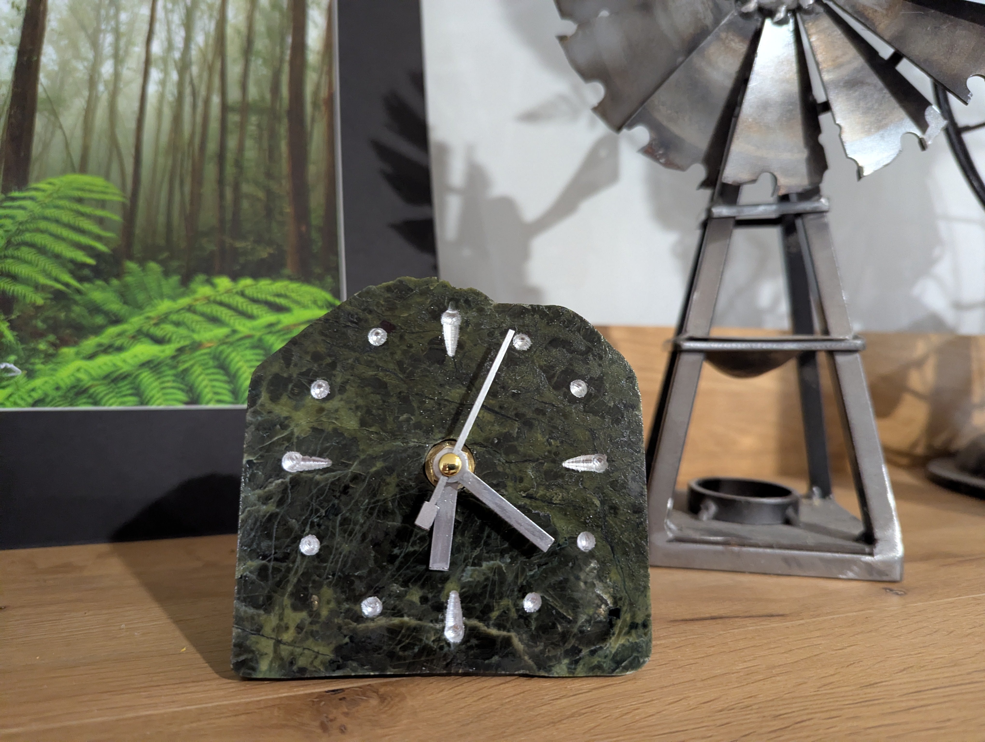 Polished Tasmanian Serpentine Slab Clock