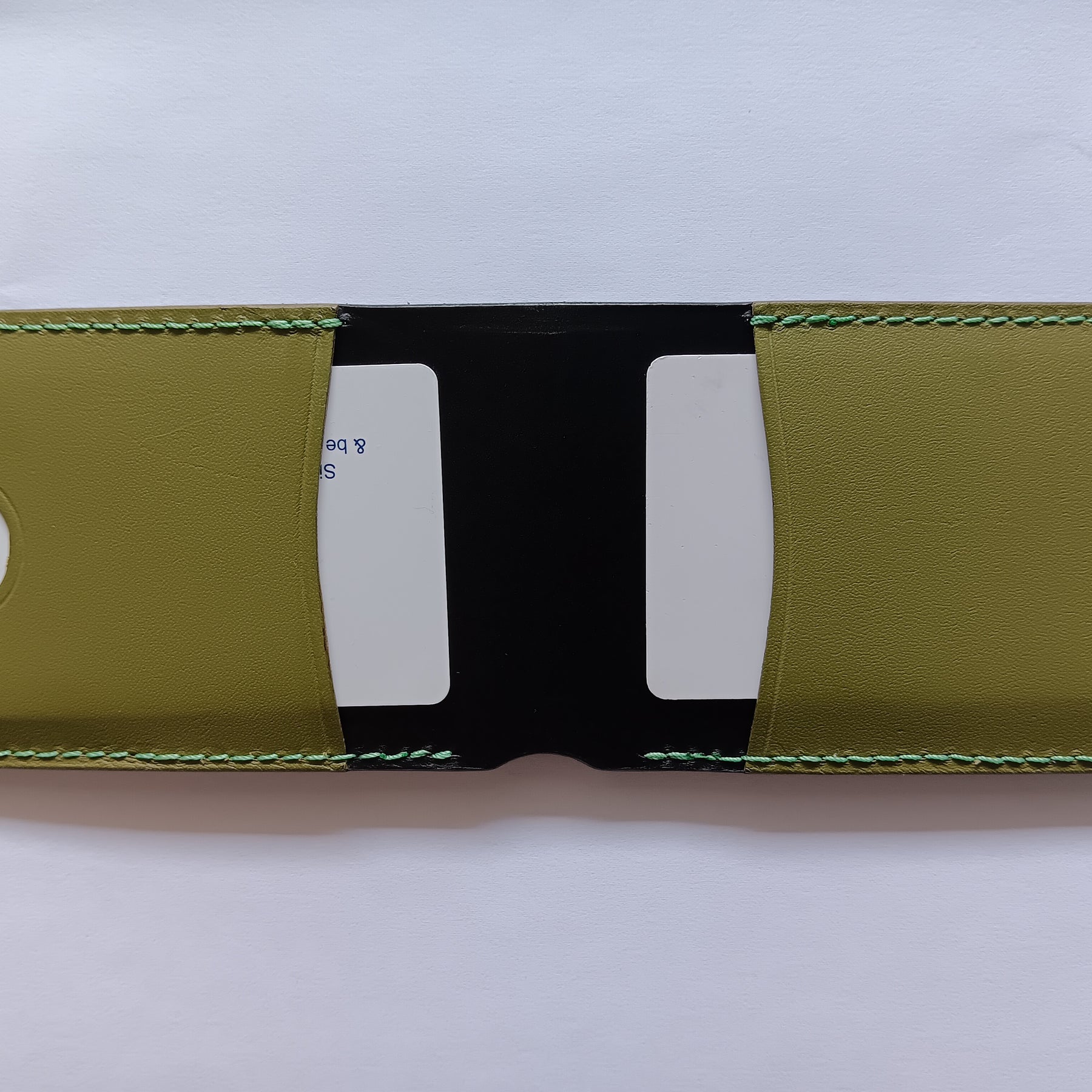 Men's Wallet Cardholder - Pea Green Stitching