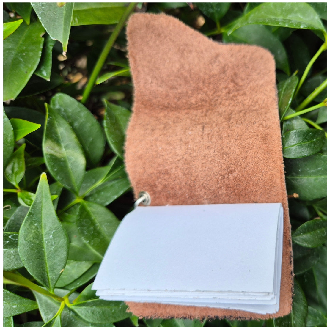 Handmade Leather Keyring Notebook with Charm